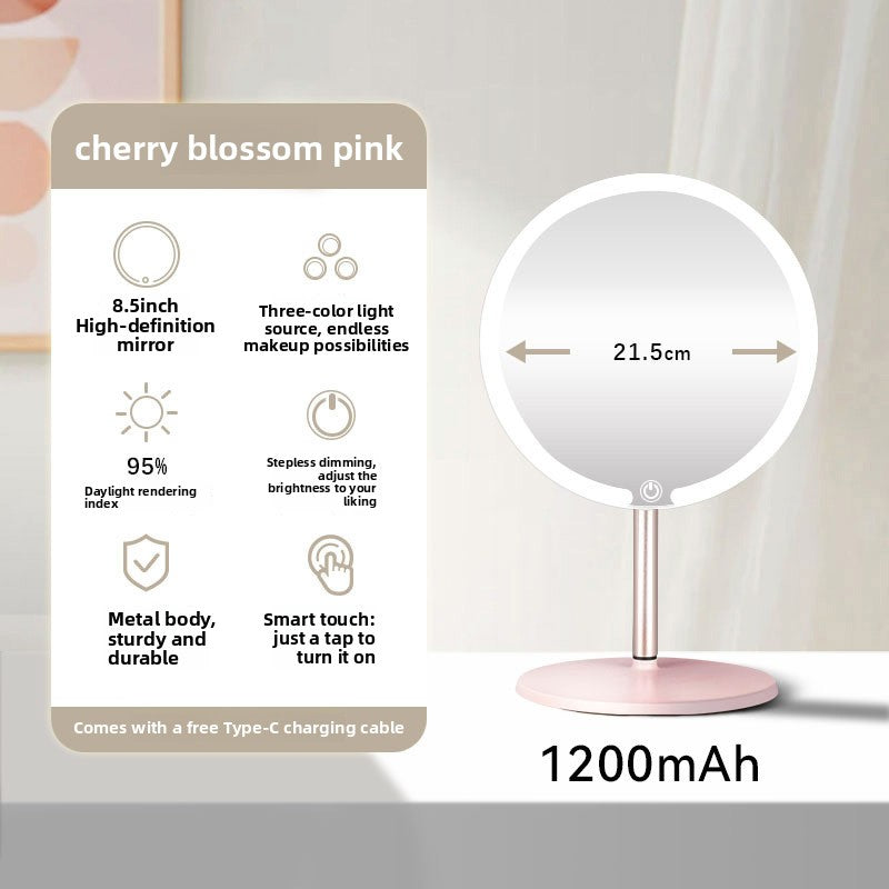 LED Lighted Makeup Mirror with Storage Foldable Desktop Mirror