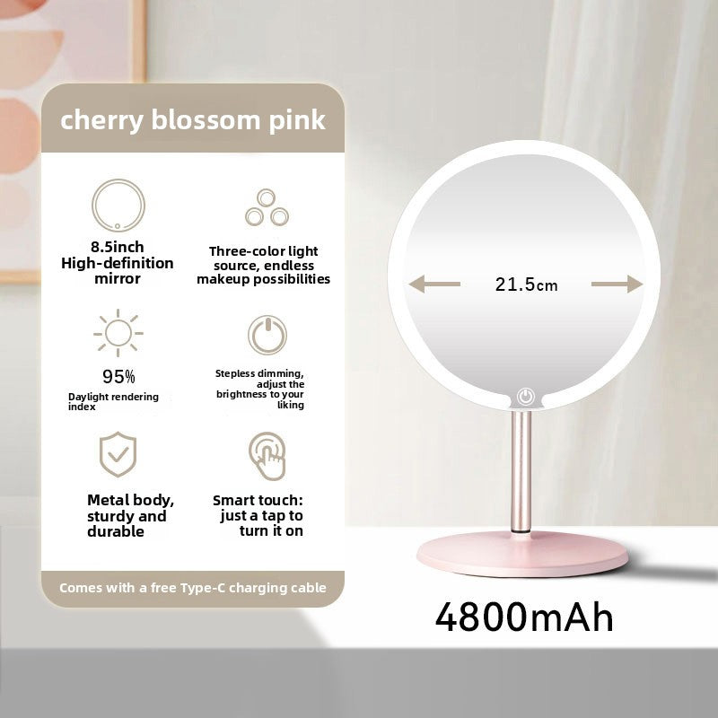 LED Lighted Makeup Mirror with Storage Foldable Desktop Mirror