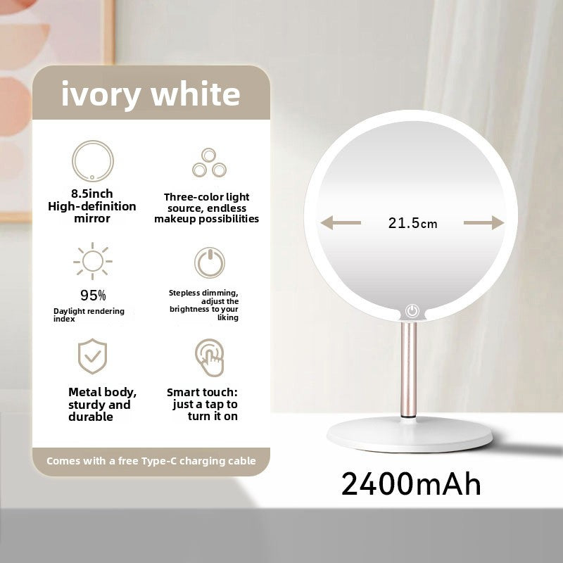 LED Lighted Makeup Mirror with Storage Foldable Desktop Mirror